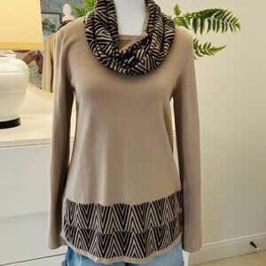 Kim Rodgers women's knit tunic with neck wrap size S Taupe